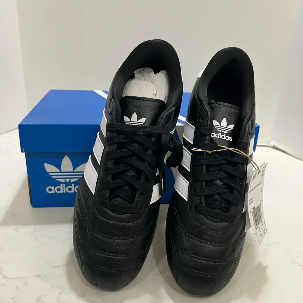 adidas Women's Black Sneakers with White Stripes - Picture 8 of 13